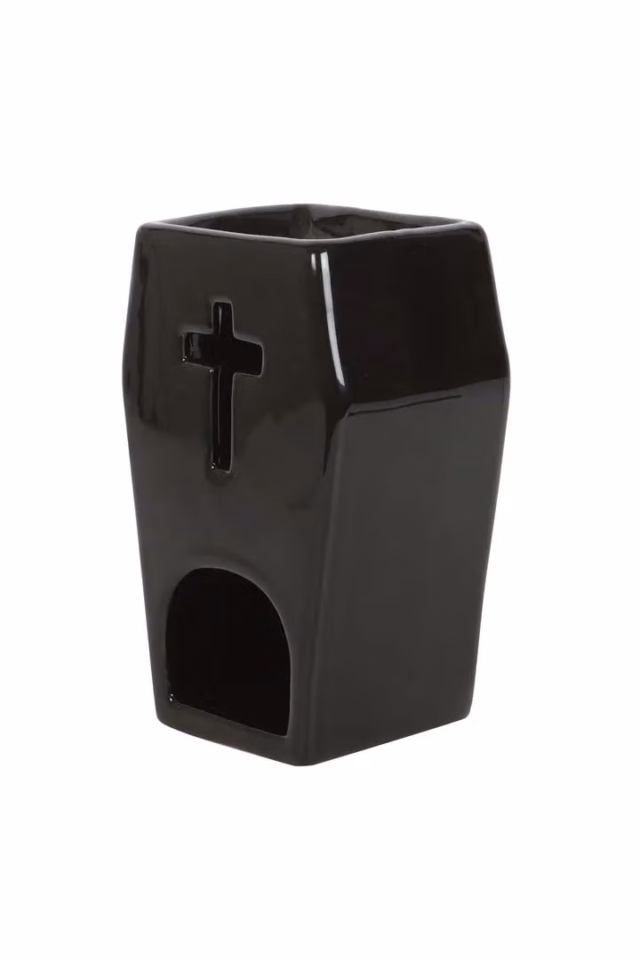 KDMD Black Ceramic Coffin Tealight Oil Burner – 2