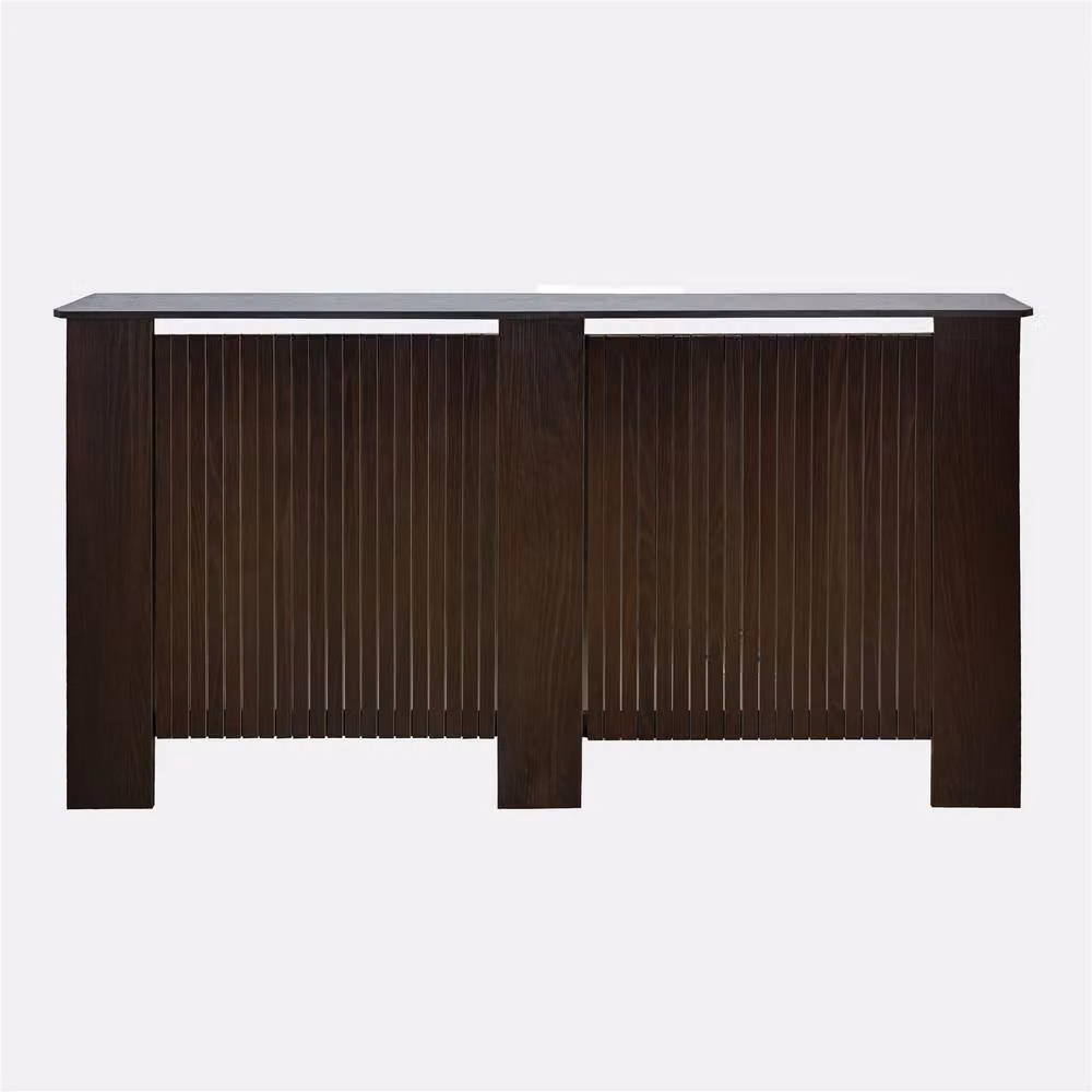 OHS Large Ribbed Radiator Cover in Dark Brown Matt MDF, W: 150 cm, H: 82 cm, D: 19 cm – 3