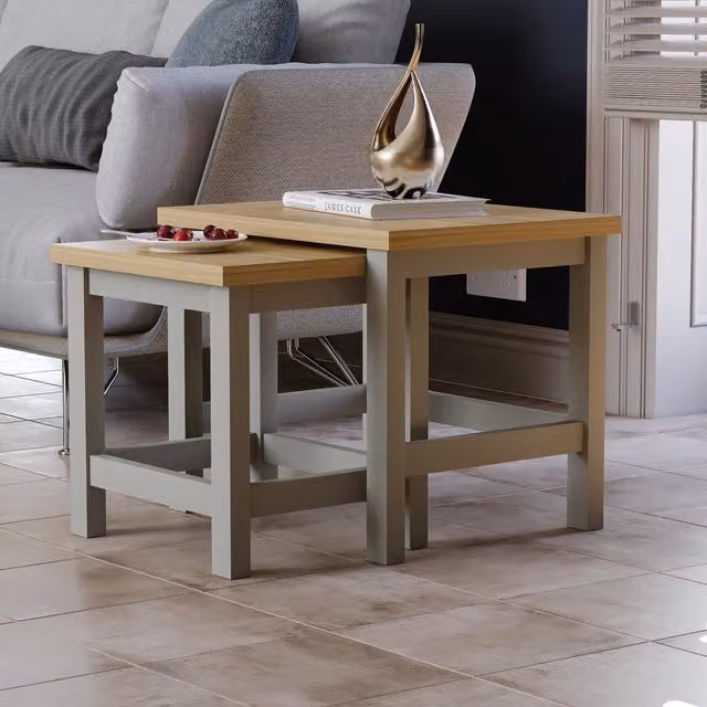 Vida Designs Arlington Modern Nest of 2 Square Side Tables in Grey – 1