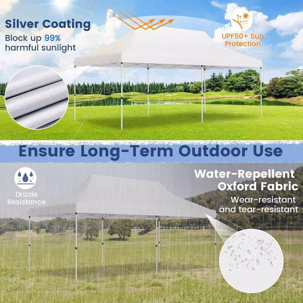 FLAVORA Heavy-Duty Pop-up Gazebo Canopy Folding in White – 2