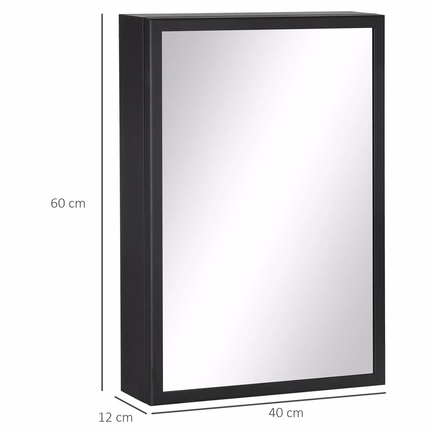 Kleankin Wall Mounted Black Bathroom Cabinet with Mirror and Internal Shelves, W/D/H: 40 x 12 x 60 cm – 11