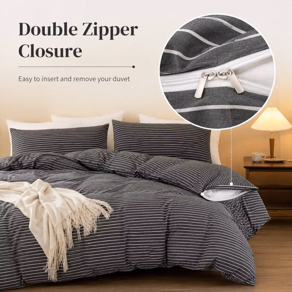 Grace Reversible Ultra Soft Microfibre Duvet Cover and Pillowcase Set in Grey, King Size (180 x 200 cm) – 5