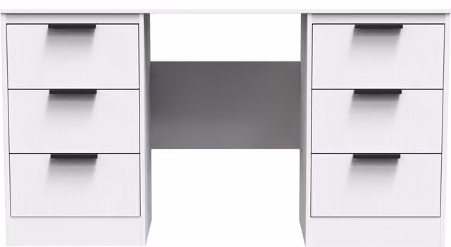 Ready Assembled 2 U Denver 6 Drawer Kneehole Desk in White – 1