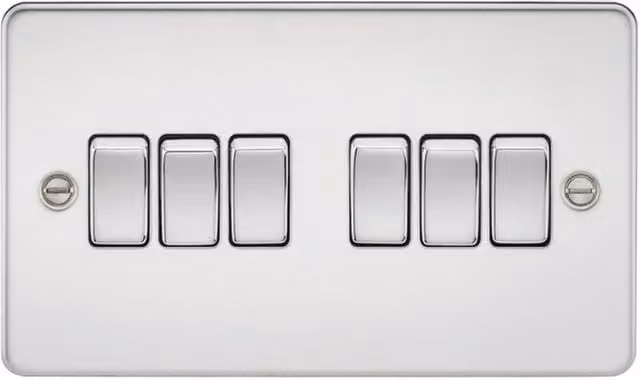 Knightsbridge FP4200PC Polished Chrome 2-Way Flush Plate Switch