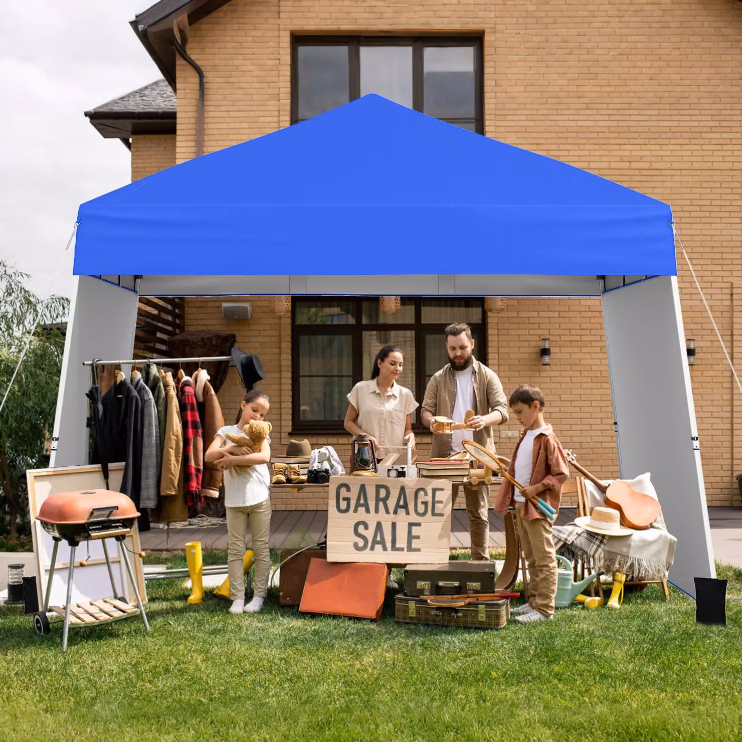 Costway Blue Outdoor Pop Up Canopy Tent with UPF 50+ Sun Shelter, W: 426.72 cm, D: 277.37 cm – 5