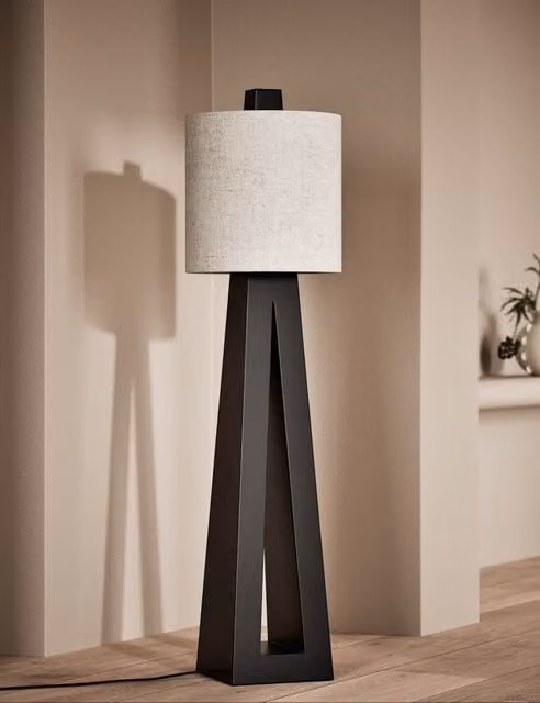 M&S x Kelly Hoppen Black Wooden Floor Lamp