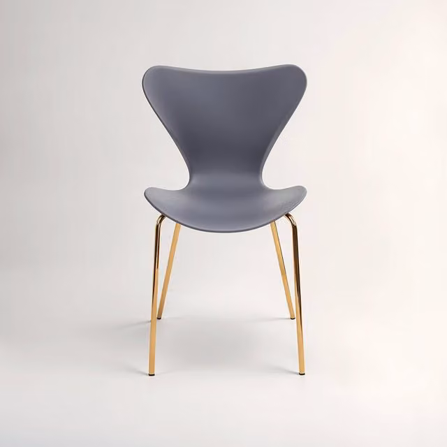 Orsina Elegant Modern Dining Chair in Grey and Gold with Metal and Wood Accents – 1
