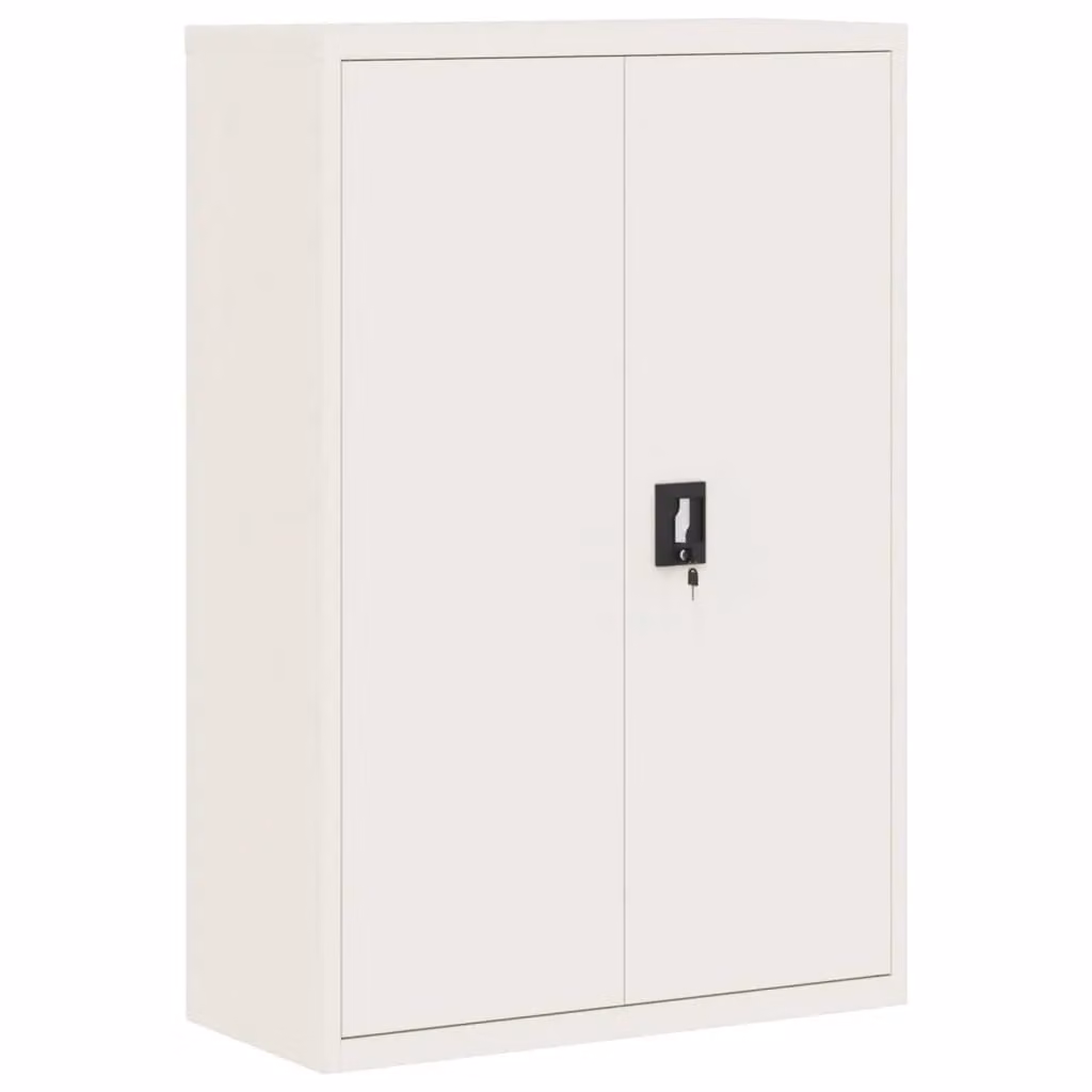 Berkfield Home White Metal File Cabinet with Hinged Doors and Adjustable Shelves, W/D/H: 90 x 40 x 140 cm – 2