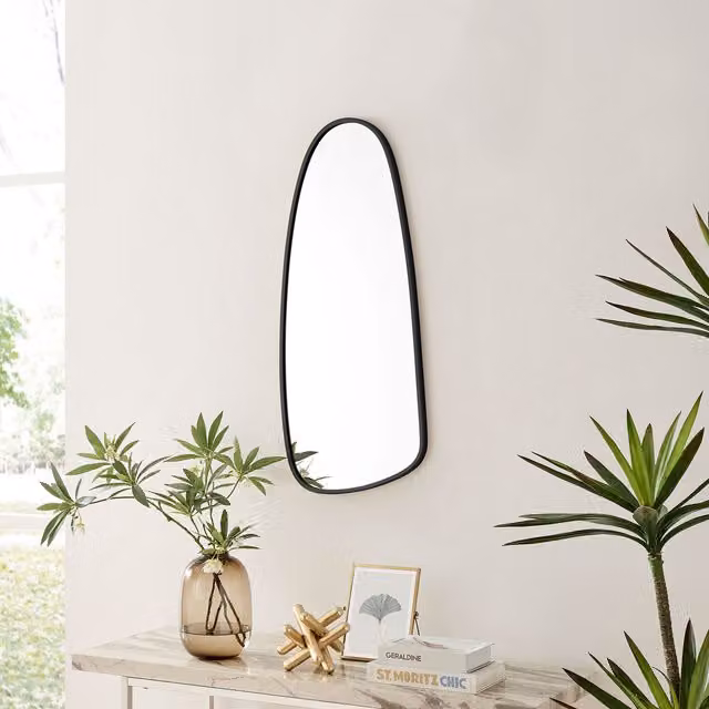 FurnitureboxUK Elodie Teardrop Pebble Oval Framed Wall Mirror in Black
