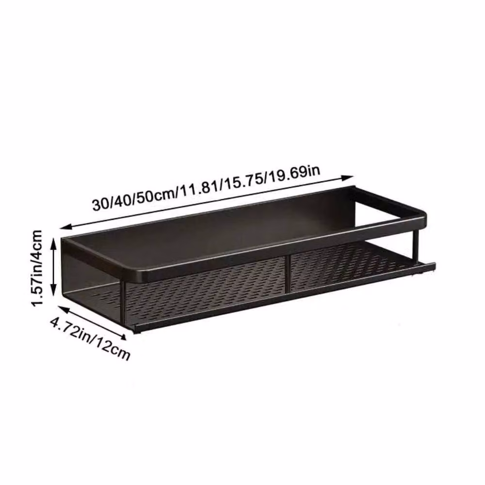 KORVIXA Wall-Mounted Bathroom Storage Shelf in Matt Black Metal, W/D/H: 30 x 30 x 30 cm – 2