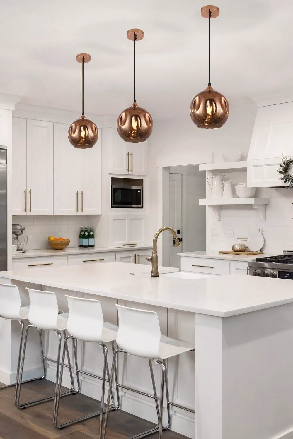 Harper Living Modern Dome Pendant Ceiling Light with Glass Shade in Gold and Copper Finish – 2