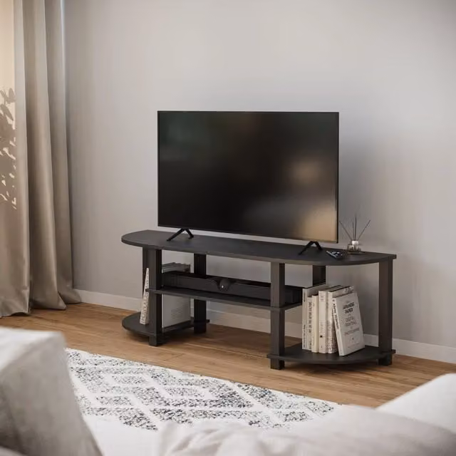 EONLION S-Tube Wide TV Unit Stand and Entertainment Centre in Black, W: 120 cm, D: 34 cm, H: 40.5 cm