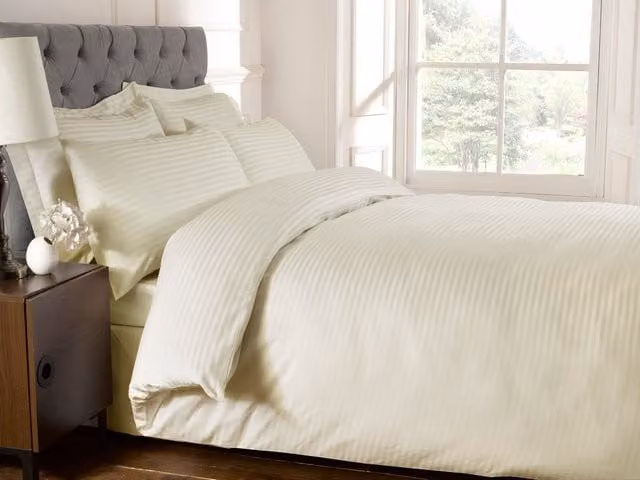 Rapport Home 250 Thread Count Striped Cotton Oxford Pillowcase in Beige