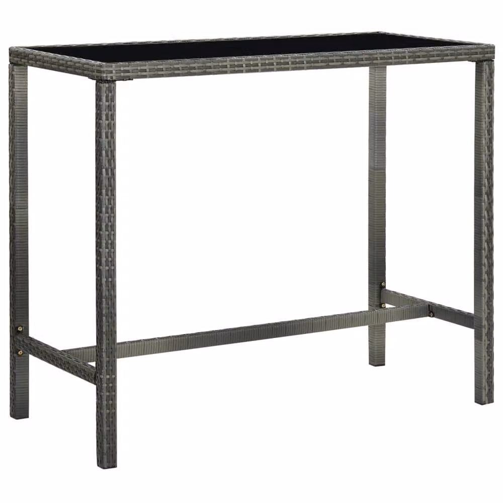 Berkfield Home Grey Poly Rattan and Glass Garden Bar Table, W/D/H: 130 x 60 x 110 cm – 2