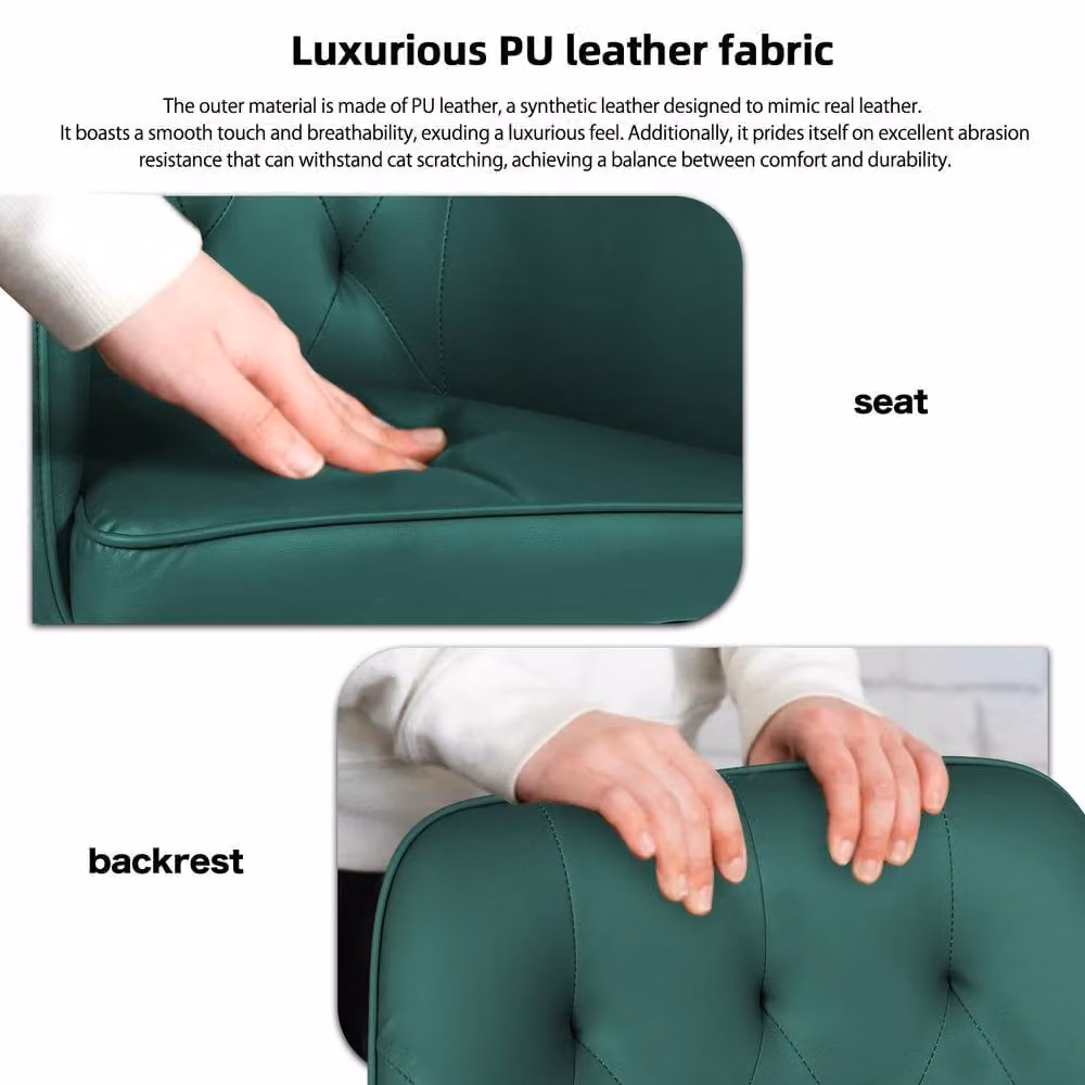 FURNITURE ONE Set of 2 Modern Upholstered Dining Chairs in Green Synthetic Leather – 4
