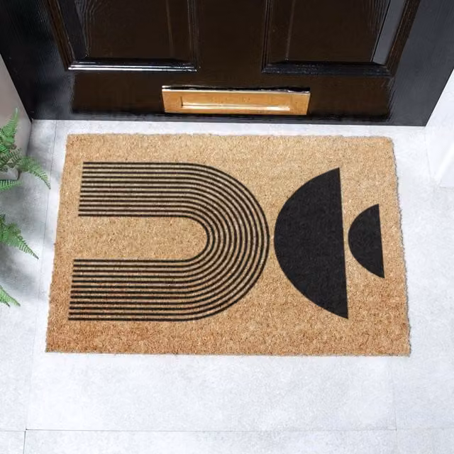 Artsy Mats Abstract Half Moons Design Doormat in Black and Multicolour, W: 60 cm, D: 40 cm – 1