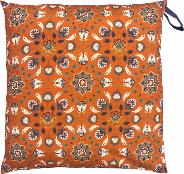 Make it a Home Folk Florals Large Outdoor Floor Cushion in Orange