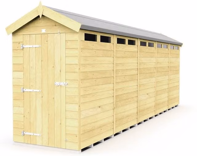 Buttercup Farm Apex Security Wooden Shed with Single Door in Brown, W: 118 cm, L: 592 cm, H: 217 cm – 1