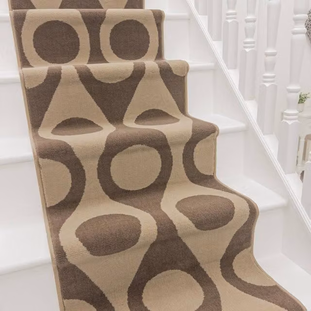 runrug Pop Stair Runner Carpet in Brown, W: 60 cm x L: 660 cm – 1