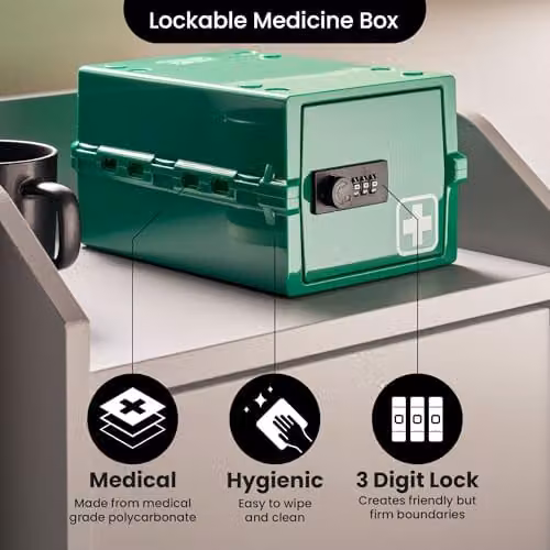 Lockabox Mini 3L Lockable Medicine Box in Medi Green, W/D/H: 22 x 12 x 16 cm – 4