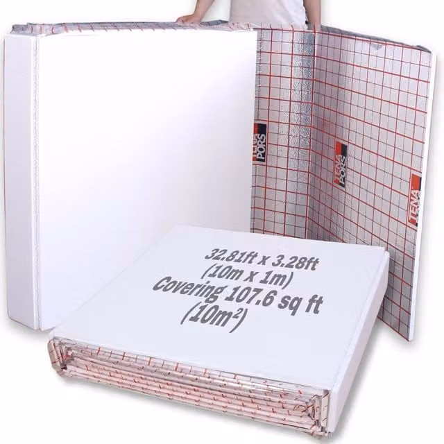 NOVECRAFTO Underfloor Heating 20mm EPS Insulation Board with Reflective Foil, Grid Layout, 10sqm, White
