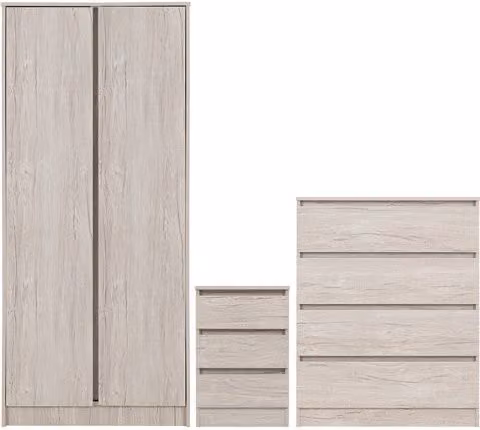 Seconique Malvern Urban Snow 3 Piece Modern White Wood Bedroom Furniture Package