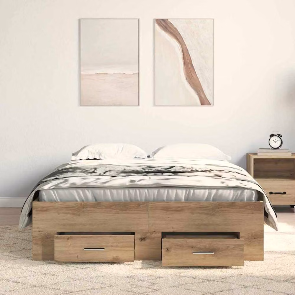 Berkfield Home Artisan Oak Bed Frame with Drawers, Brown, W: 120 cm, L: 200 cm – 3