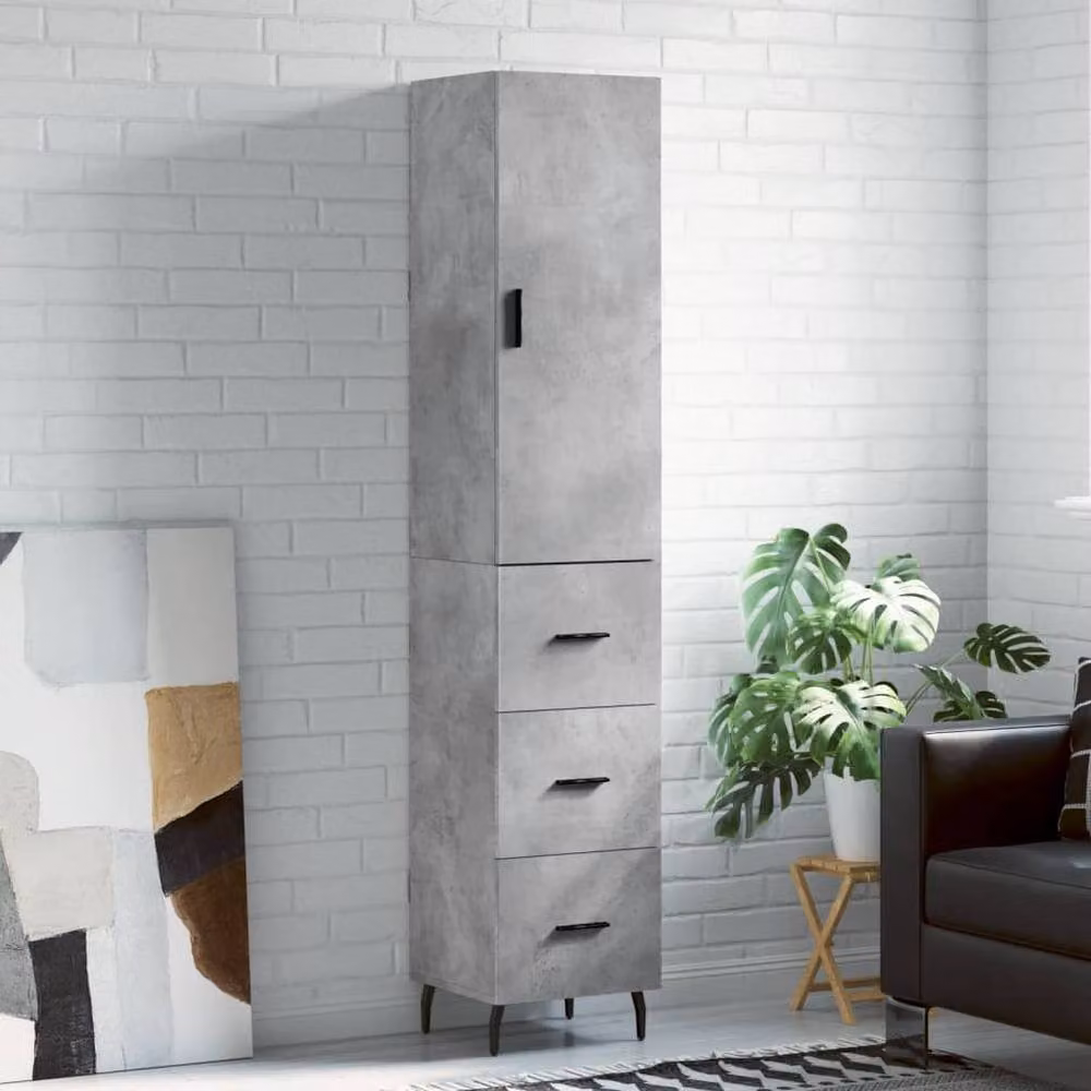 Berkfield Home Highboard in Concrete Grey, W/D/H: 34.5 x 34.0 x 180.0 cm – 2