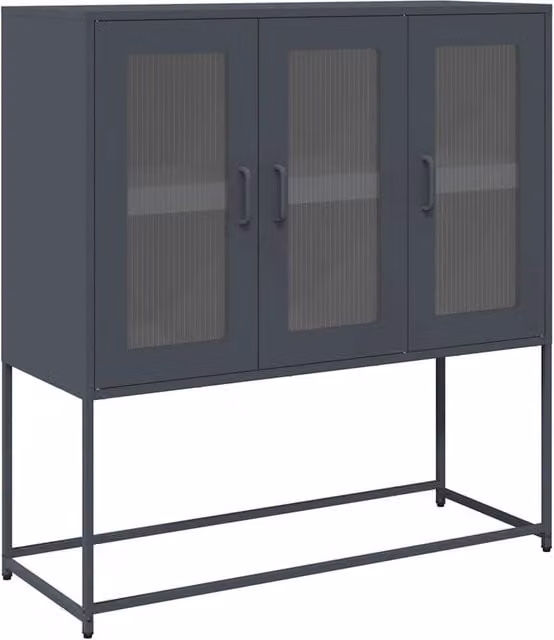 Berkfield Home Anthracite Industrial Sideboard in Matt Metal, W/D/H: 100.5 x 39 x 107 cm – 1