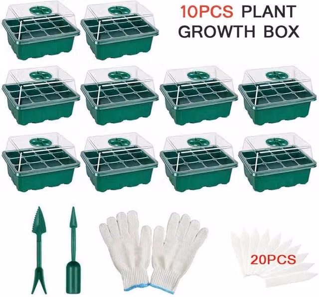 KORVIXA 10-Piece Green Plastic Seed Starter Trays Planter – 1