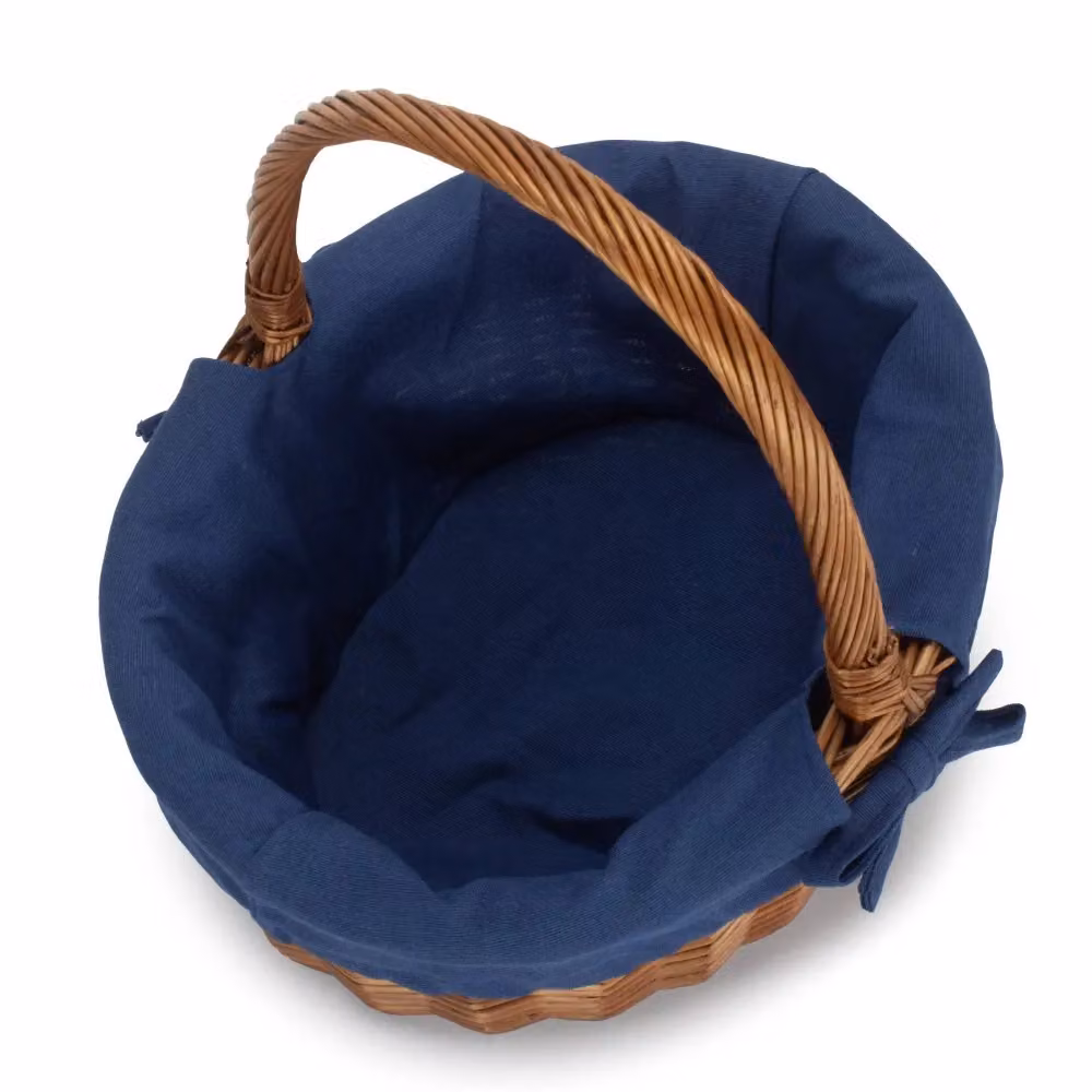 Red Hamper Navy Blue Wicker Oval Shopping Basket with Cotton Lining and Handles W/D/H: 30 x 25 x 13 cm – 2