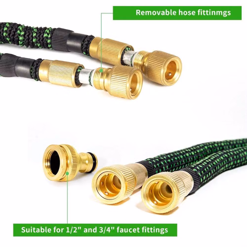 FLAVORA 30m Heavy Duty Expandable Garden Hose with Wall Bracket in Black – 4