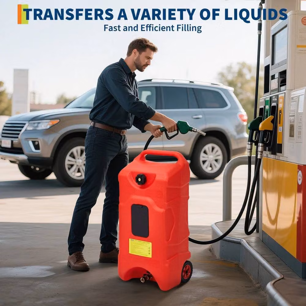 SPETLEK 60L Portable Fuel Caddy with 3m Hose and Wheels, Red, W: 1000 mm x D: 400 mm – 6