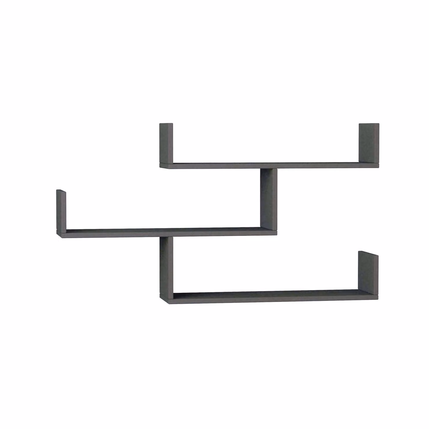 Decortie Tibet Wall-Mounted Modern Bookcase Display Unit in Anthracite Grey, Width: 120 cm – 2