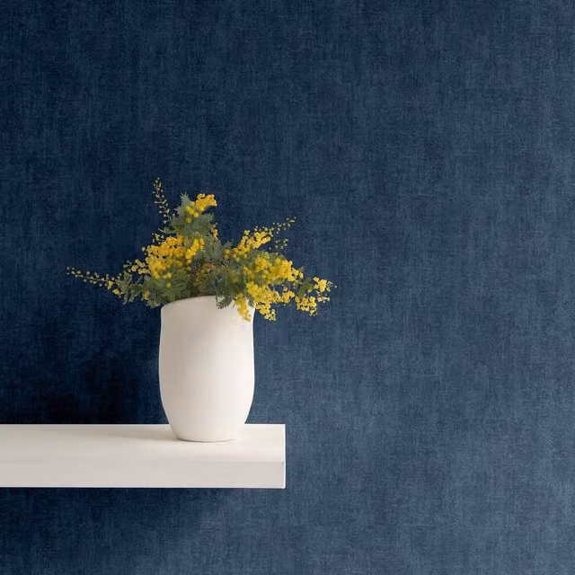 Muriva Blue Abstract Plain Classic Paper Wallpaper Roll