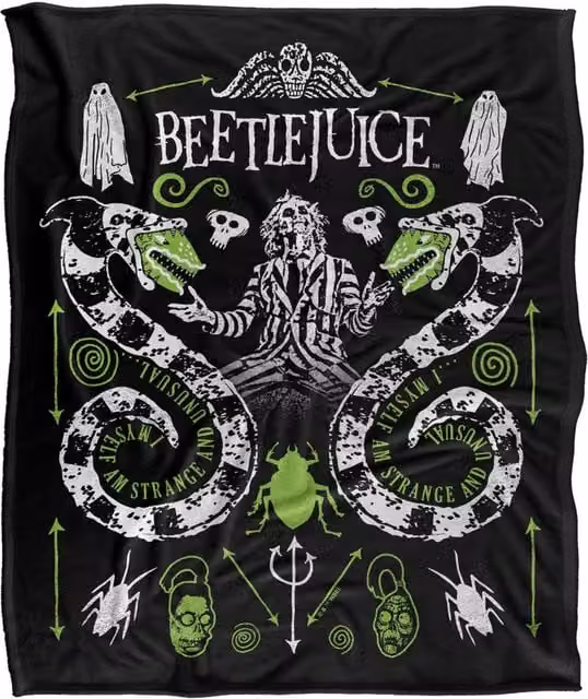 LOGOVISION Beetlejuice 1988 Double Worms Super Soft Silky Touch Fleece Throw Blanket, Multicolour, W: 152.4 cm x D: 127 cm – 6