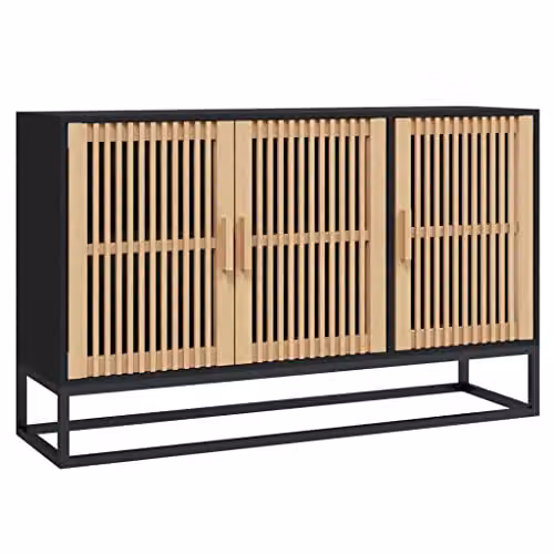vidaXL Revera Black Matt Sideboard in Multilayer Wood, W/D/H: 105 x 30 x 65 cm – 3