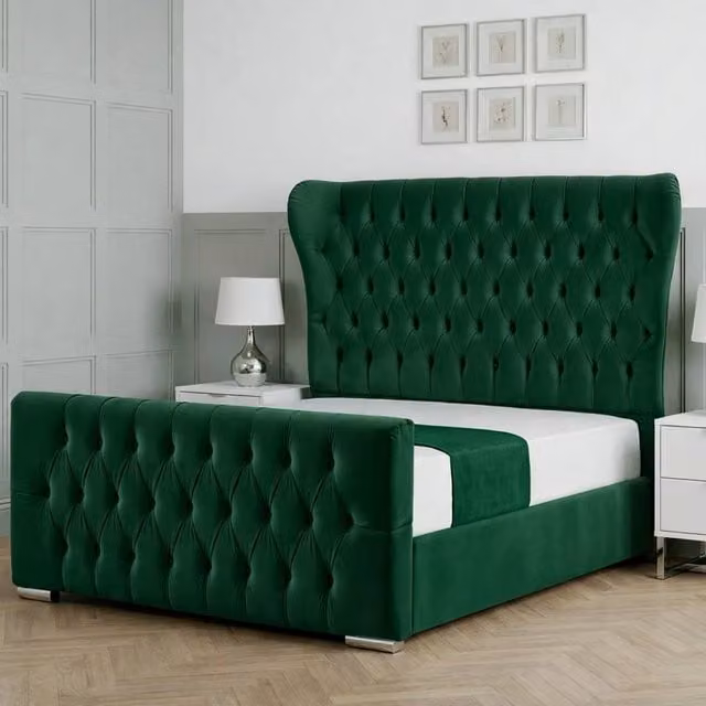 Living Comfort Bedz Velvetine Upholstered Gas Lift Storage Bed in Green, W/D/H: 180 x 200 cm