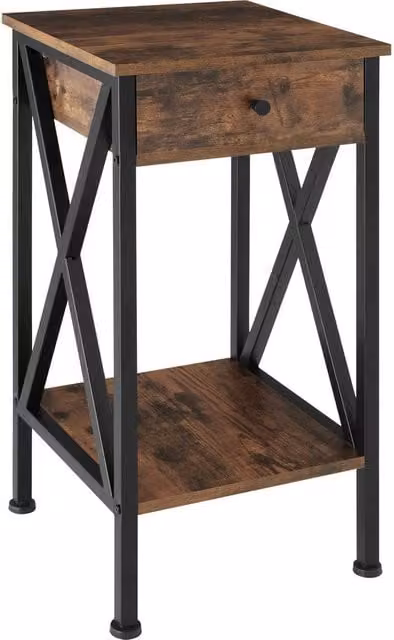 tectake Dayton Bedside Table in Dark Brown – 1