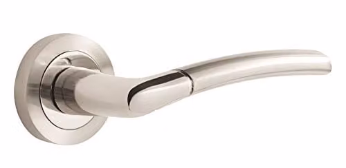 Designer Levers Augusta Lever on Rose Door Handle Pair in Silver Nickel Plated – 1