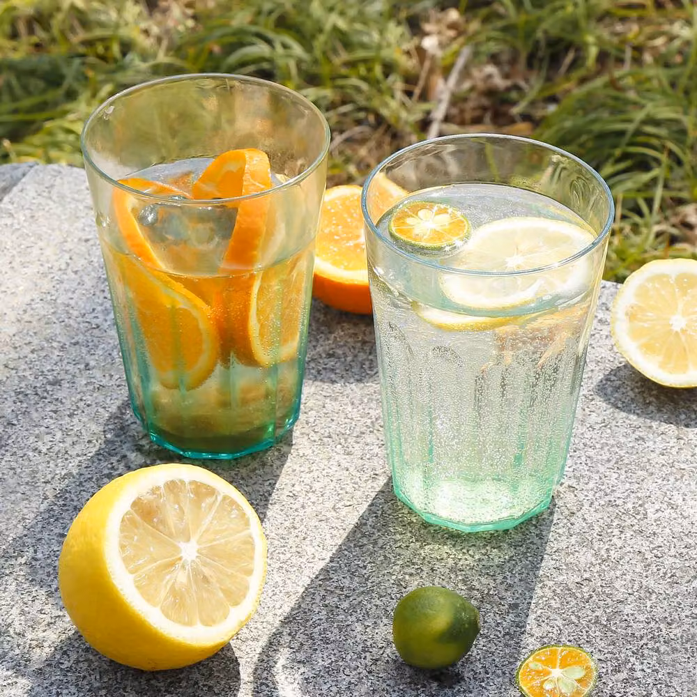 Greentainer Set of 12 Reusable Green AS Plastic Tumbler Drinking Glasses, 350ml – 2