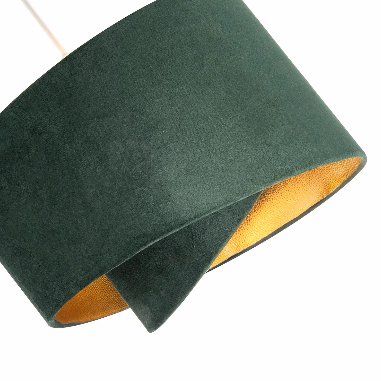 Happy Homewares Forest Green Velvet Fabric Pendant Shade with Gold Lining, Diameter: 35 cm, Height: 23 cm – 3