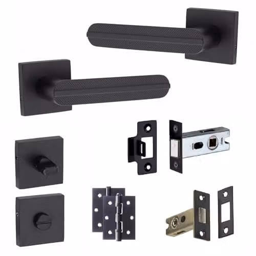 Golden Grace Lima Square Rose Door Handles in Matt Black Finish – 1