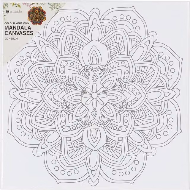 Art Studio Colour Your Own Mandala Canvas Kit in White