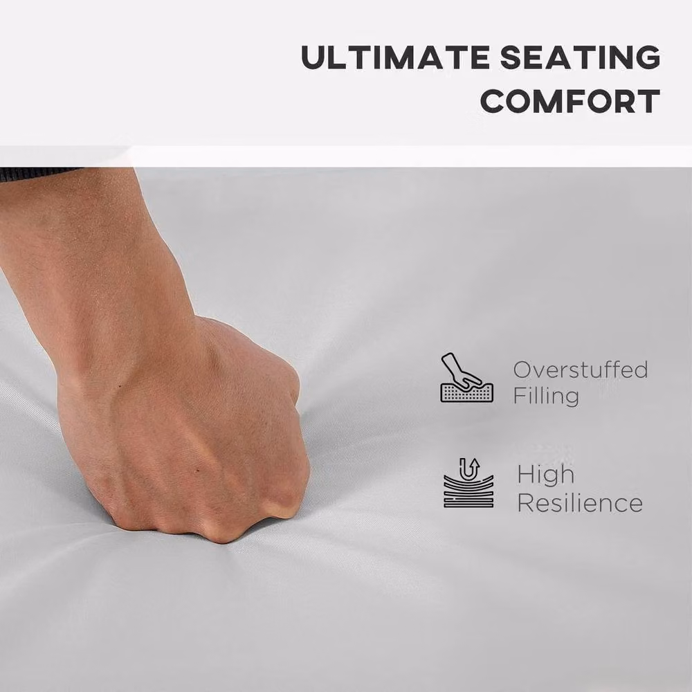 Kelvenix Set of 3 Grey Rectangular Rattan Garden Seat Cushion Pads – 2