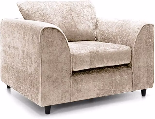 Furnishings For Less UK Monaco Single Seater Armchair in Beige Chenille Fabric with Curved Arms – 1