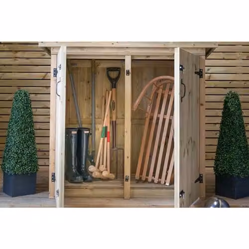 Garden Village Gisburn Double Pent Garden Store in Brown Wood