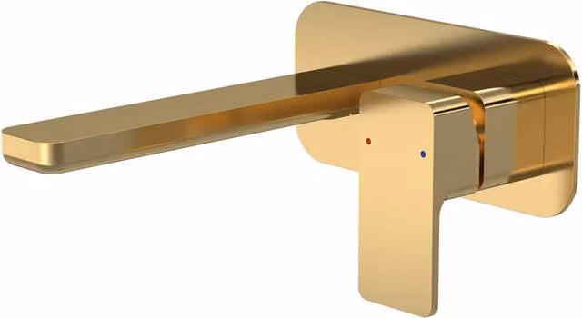 Balterley Wall Mounted Two Tap Hole Basin Mixer Tap with Back Plate in Brushed Brass – 1