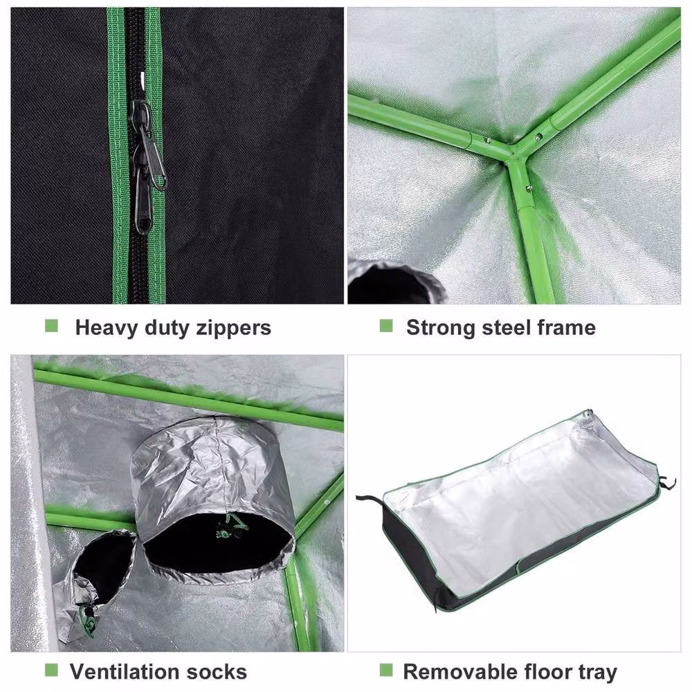 FLAVORA Black Mylar Hydroponic Grow Tent for Indoor Plants W/D/H: 80 x 80 x 160 cm – 5