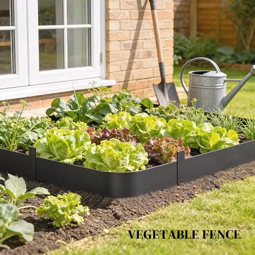 Outsunny 5-Piece Metal Picket Garden Fence Panels, Black, W: 102 cm, H: 20 cm – 6